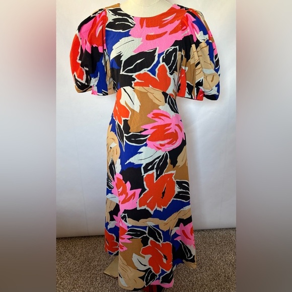 NEW w/Tags TED BAKER Harpia Floral Midi Dress with Zipper Closure US Size 4 - Picture 5 of 13